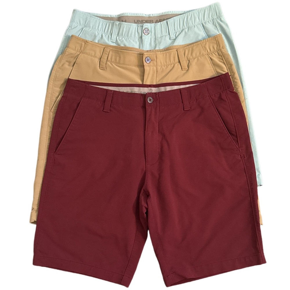 Under Armour Men's Shorts Bundle - Burgundy, Tan, Light Blue
